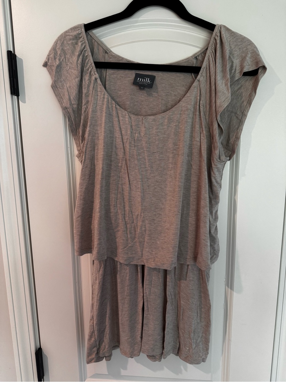 Milk Nursingwear tshirt breastfeeding friendly size large heathered oatmeal